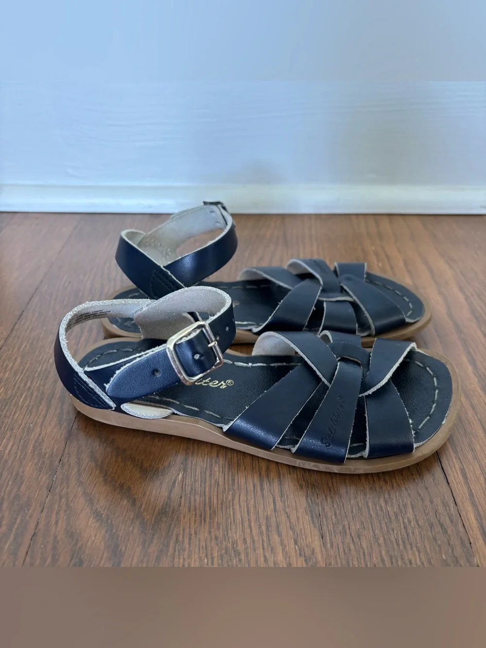 Salt Water Sandals by Hoy Navy Leather Kids Sandals